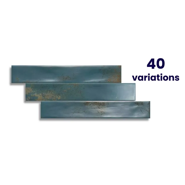 Cool Ocean Blue Brick Effect Matt Ceramic Wall Tile