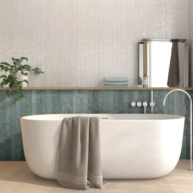 Ponto White Stone Effect Gloss Ceramic Wall Tile