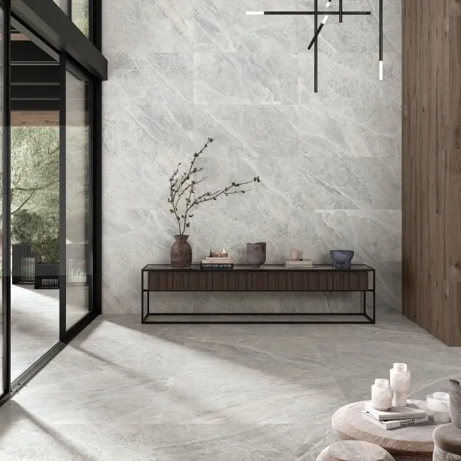 Electra Light Grey Crystal Marble Effect Matt Porcelain Tile