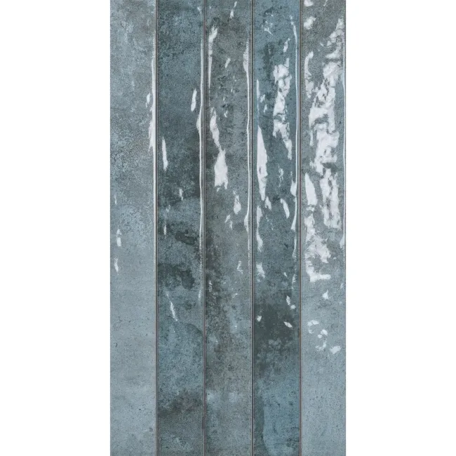 Ponto Blue Stone Effect Gloss Ceramic Wall Tile