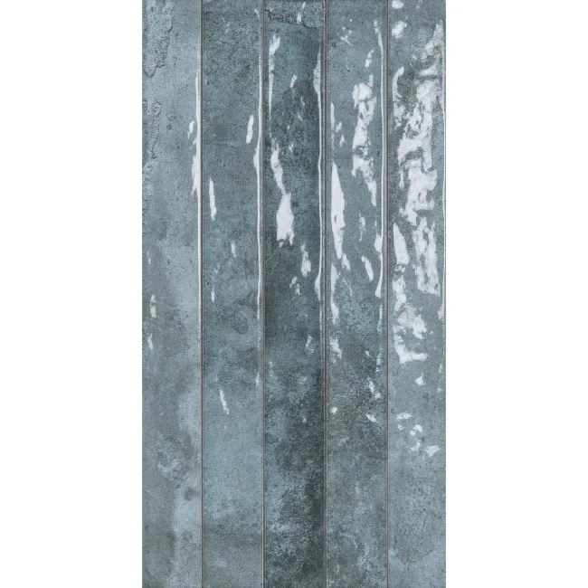 Ponto Blue Stone Effect Gloss Ceramic Wall Tile