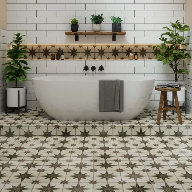 Metropolis Star Black Wall and Floor Tiles