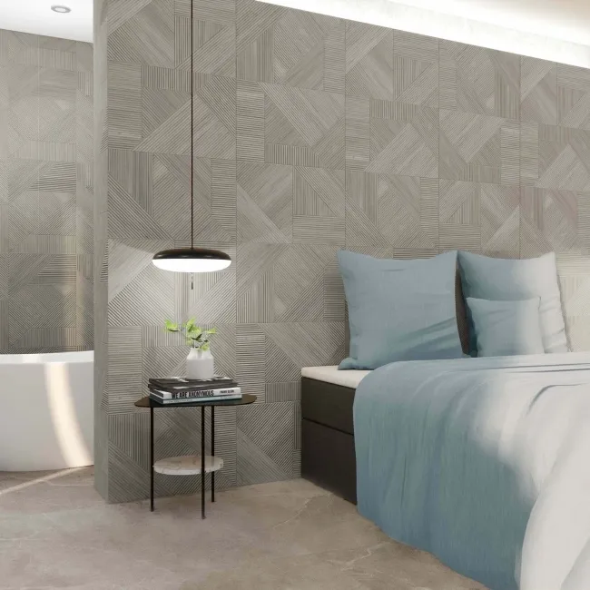 Nantes Grey 3D Wood Panel Effect Wall Tile