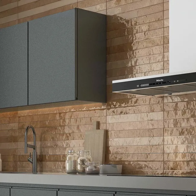 Ponto Teracotta Stone Effect Gloss Ceramic Wall Tile
