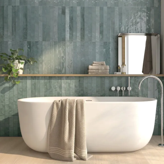 Ponto Blue Stone Effect Gloss Ceramic Wall Tile