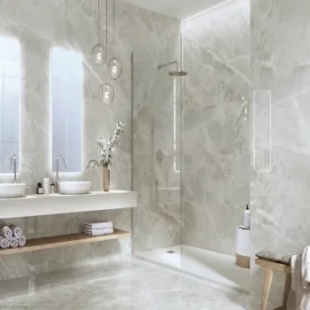 Electra Light Grey Crystal Marble Effect Polished Porcelain Tile