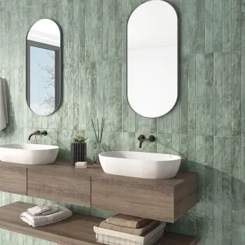 Ponto Green Stone Effect Gloss Ceramic Wall Tile