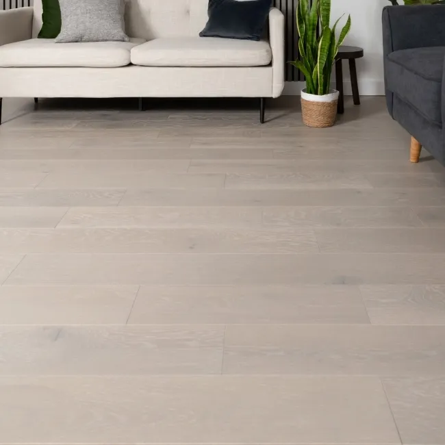 Delamere Light Grey Brushed Oak Engineered Wood Flooring 13x150mm Oiled