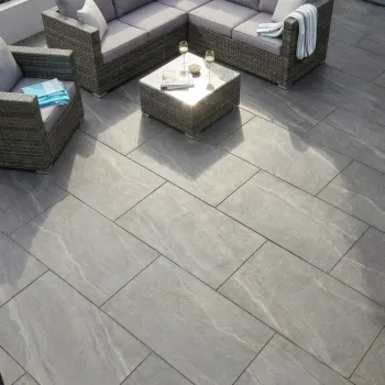 Nova Anthracite Stone Effect Matt Porcelain Outdoor Slab Tile