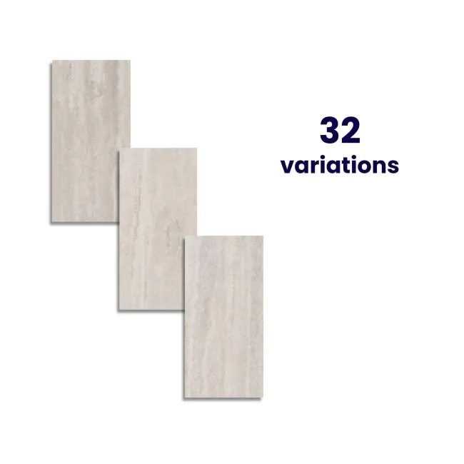 Travertino Light Grey Stone Effect Matt Porcelain Wall & Floor Tile