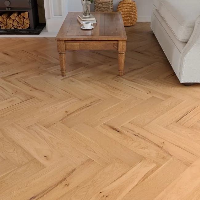Alpes Natural Oak Herringbone Engineered Wood 15mm Brushed & Oiled