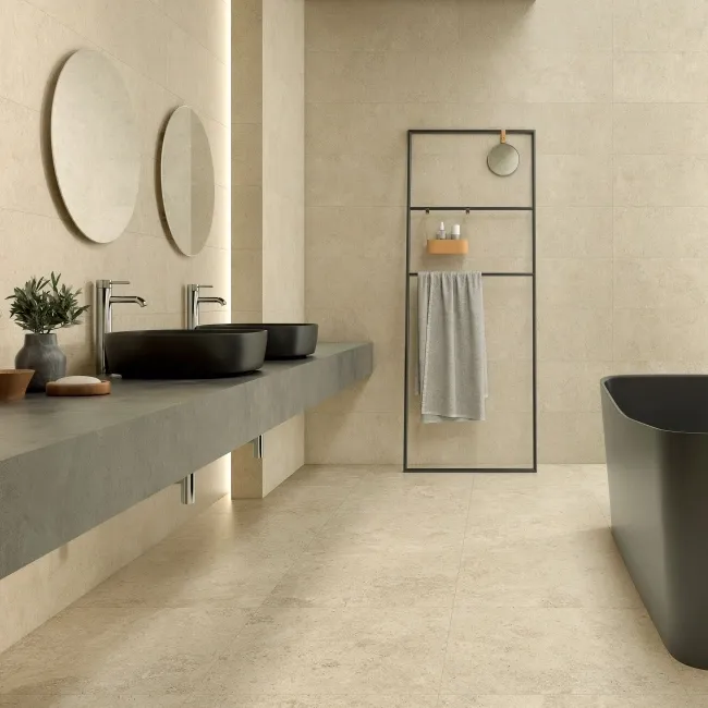 Roca Ostuni Beige Travertine Effect Matt Porcelain Floor Tile
