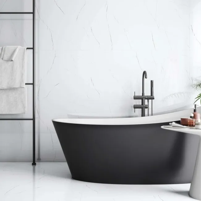 Barbados White Marble Effect Polished Porcelain Wall and Floor Tiles