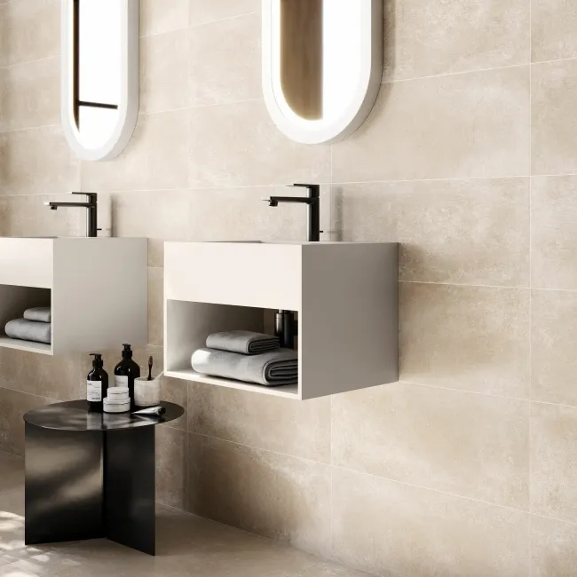 Beton Beige Concrete Effect Matt Ceramic Wall Tile