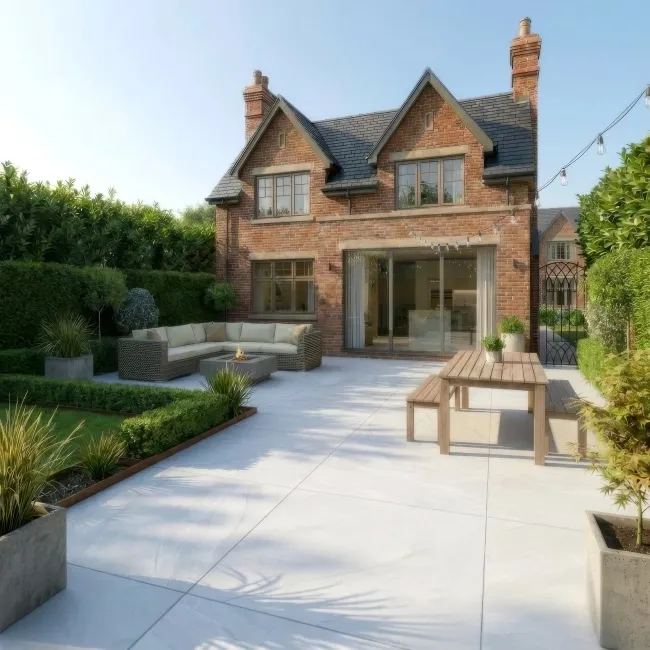 Halley White Slate Effect Matt Porcelain Outdoor Slab Tile