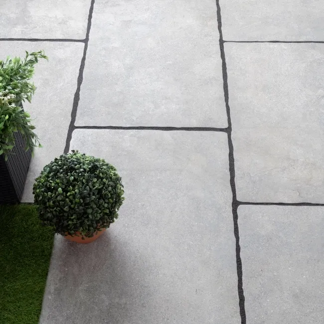 Mineral Dark Grey Rustic Edge Stone Effect Porcelain Outdoor Slab