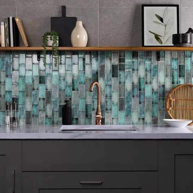 Raindrop Green Glass Mosaic 300x300