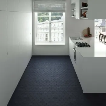 Kromatika Hexagon Naval Blue Wall & Floor Tile Kitchen roomset116x101mm