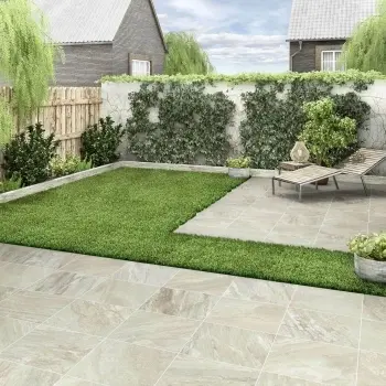 Icarus Beige Porcelain Outdoor Slab 595x595 Patio Roomset