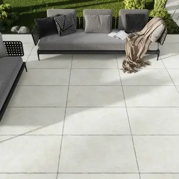 Mineral White Rustic Edge Stone Effect Porcelain Outdoor Slab