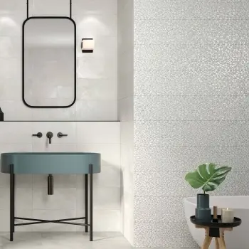Talent White Decor Wall Tile 250x500 Bathroom Roomset