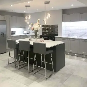 Urban Grey Matt Porcelain Floor Tiles 600x600 Kitchen Roomset