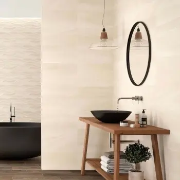 Windsor Ivory Wall Tile 250x500 Bathroom Roomset