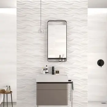 Windsor White Decor Wall Tile 250x500 Bathroom Roomset