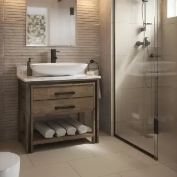 Yosemite Ivory Wall and Floor Tiles Bathroom Roomset