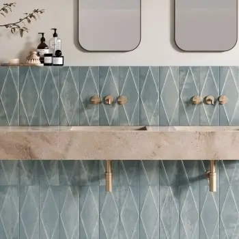 Zellige Ocean Blue Diamond Decor Gloss Porcelain Tile