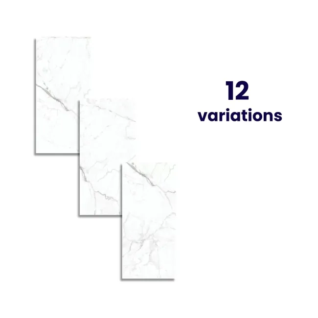 Carrera White Marble Effect Rectified Polished Porcelain Wall and Floor Tile