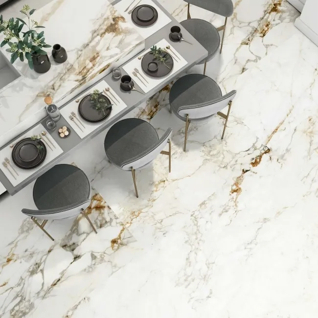 Barnaby White Marble Effect Large Matt Porcelain Wall and Floor Tile
