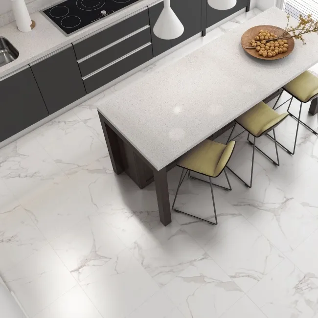 Carrara White Marble Effect Matt Ceramic Floor Tile