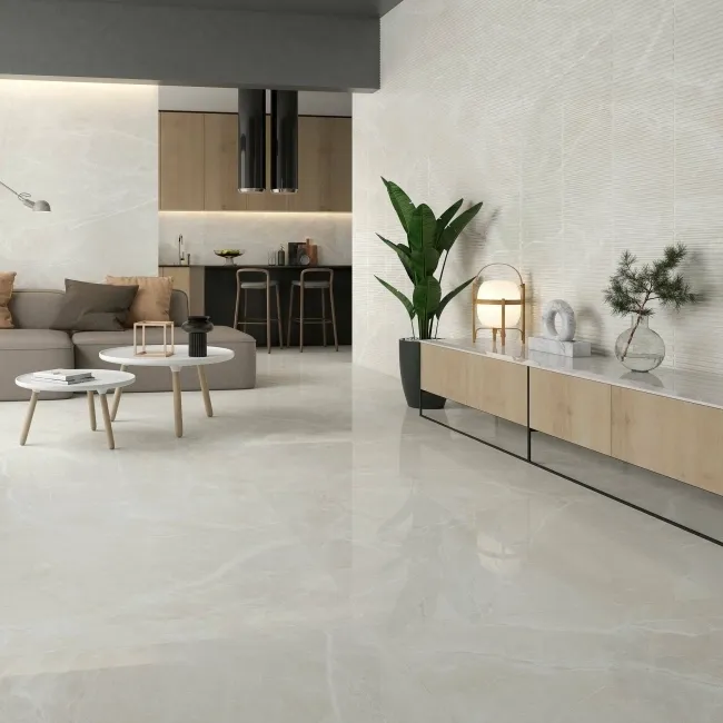 Fior Di Bosco Ivory Decor Marble Effect Gloss Ceramic Wall Tile