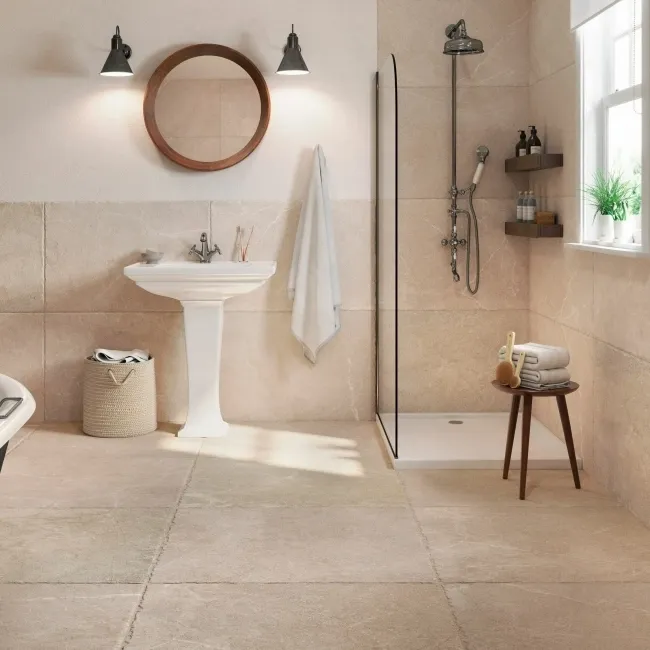 Lucca Flagstone Ivory Chiselled Stone Effect Porcelain Tile