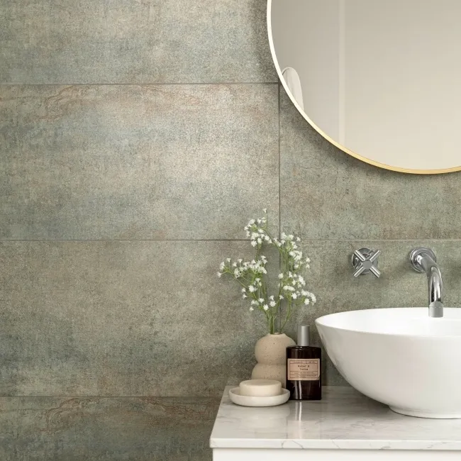 Oxide Green Concrete Effect Matt Ceramic Wall Tile