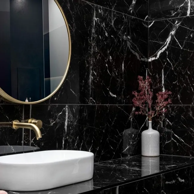 Sky Black Marble Effect Polished Porcelain Wall and Floor Tile