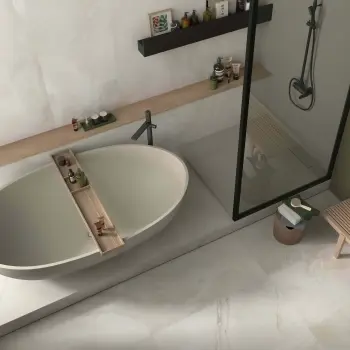 The Room White Onyx Marble Effect Matt Porcelain Wall and Floor Tile