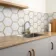 Fusion White Marble Effect & Oak Border Hexagon Tile
