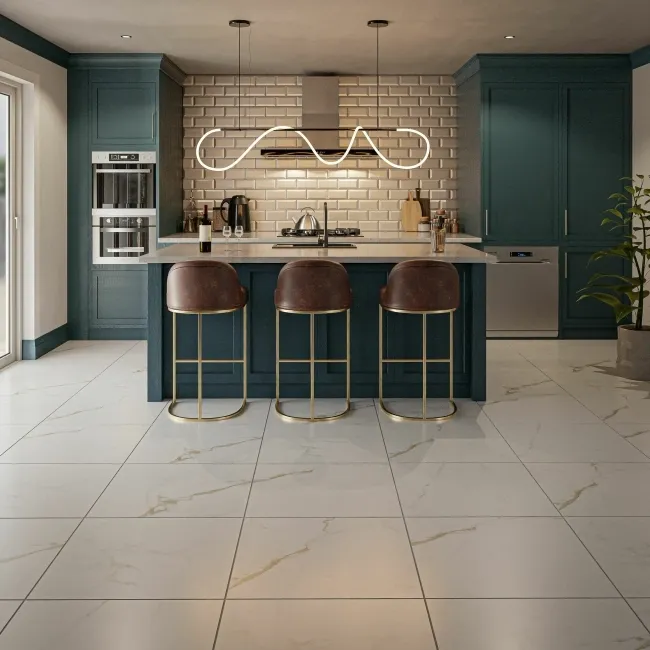 Carrera Gold Marble Effect Rectified Matt Porcelain Floor Tile
