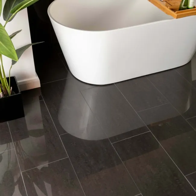 Lounge Black Polished Porcelain Wall and Floor Tile