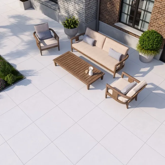 Newcon White Concrete Effect Matt Porcelain Outdoor Slab Tile