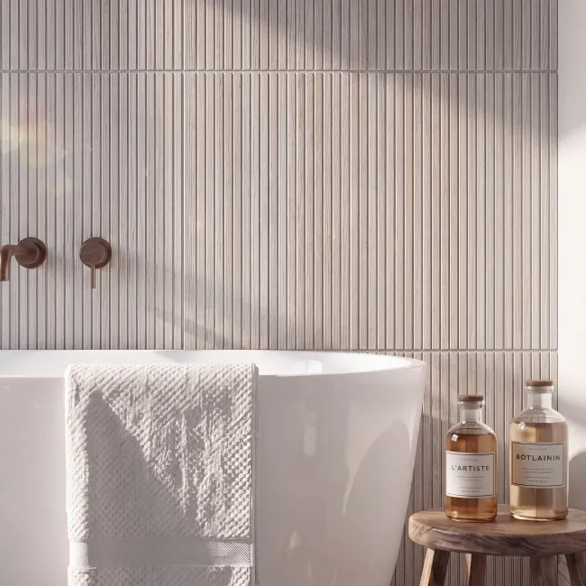 White Slatted Wood Effect Matt Ceramic Wall Tile