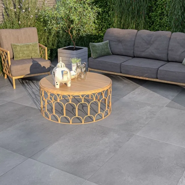 Kingsbury Grey Rustic Edge Stone Effect Porcelain Outdoor Slab