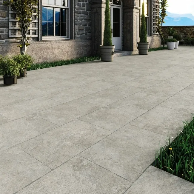 Mineral Dark Grey Rustic Edge Stone Effect Porcelain Outdoor Slab