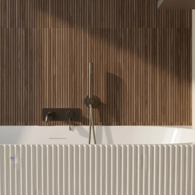 Mocha Slatted Wood Effect Matt Ceramic Wall Tile