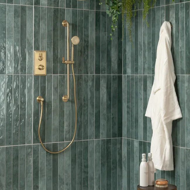 Ponto Green Stone Effect Gloss Ceramic Wall Tile