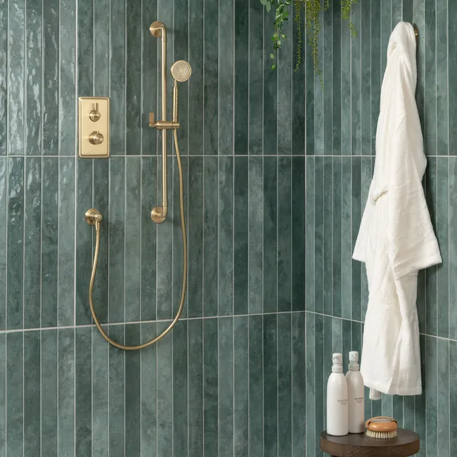Ponto Green Stone Effect Gloss Ceramic Wall Tile