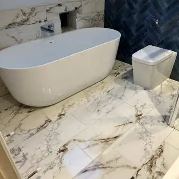 Barnaby White Marble Effect Gloss Vitrified Ceramic Wall and Floor Tile