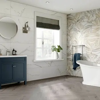 Idyllic White Marble Effect Matt Large Ceramic Wall Tile